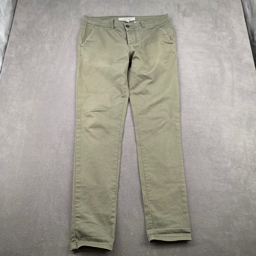 Topman Stretch Skinny Chino Pants Mens 34x32 Olive Green Tapered Casual Trousers